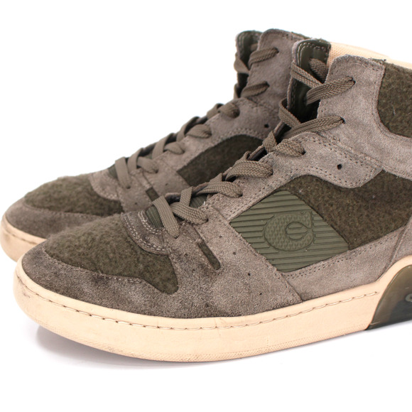 COACH Skateboard Citysole High Top Fuzzy Felt Panels Army Green Sneakers 10.5 main image 7